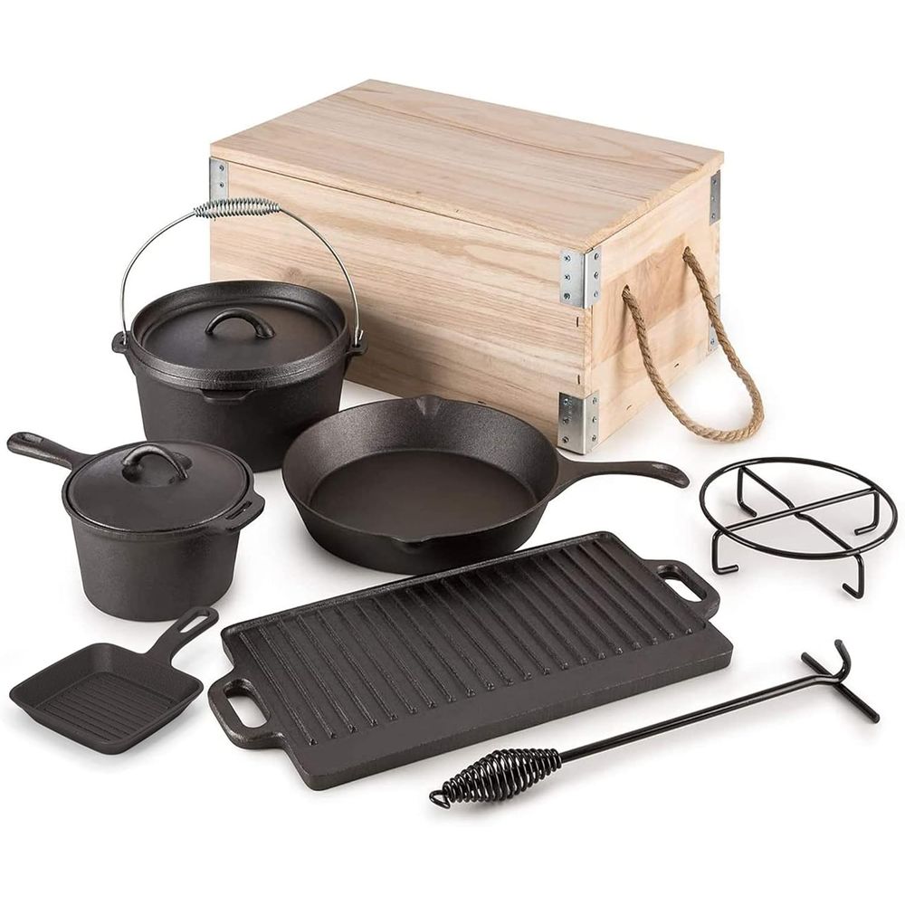 Camping Cooking Dutch Oven - Набор из 8 предметов: чугунная посуда