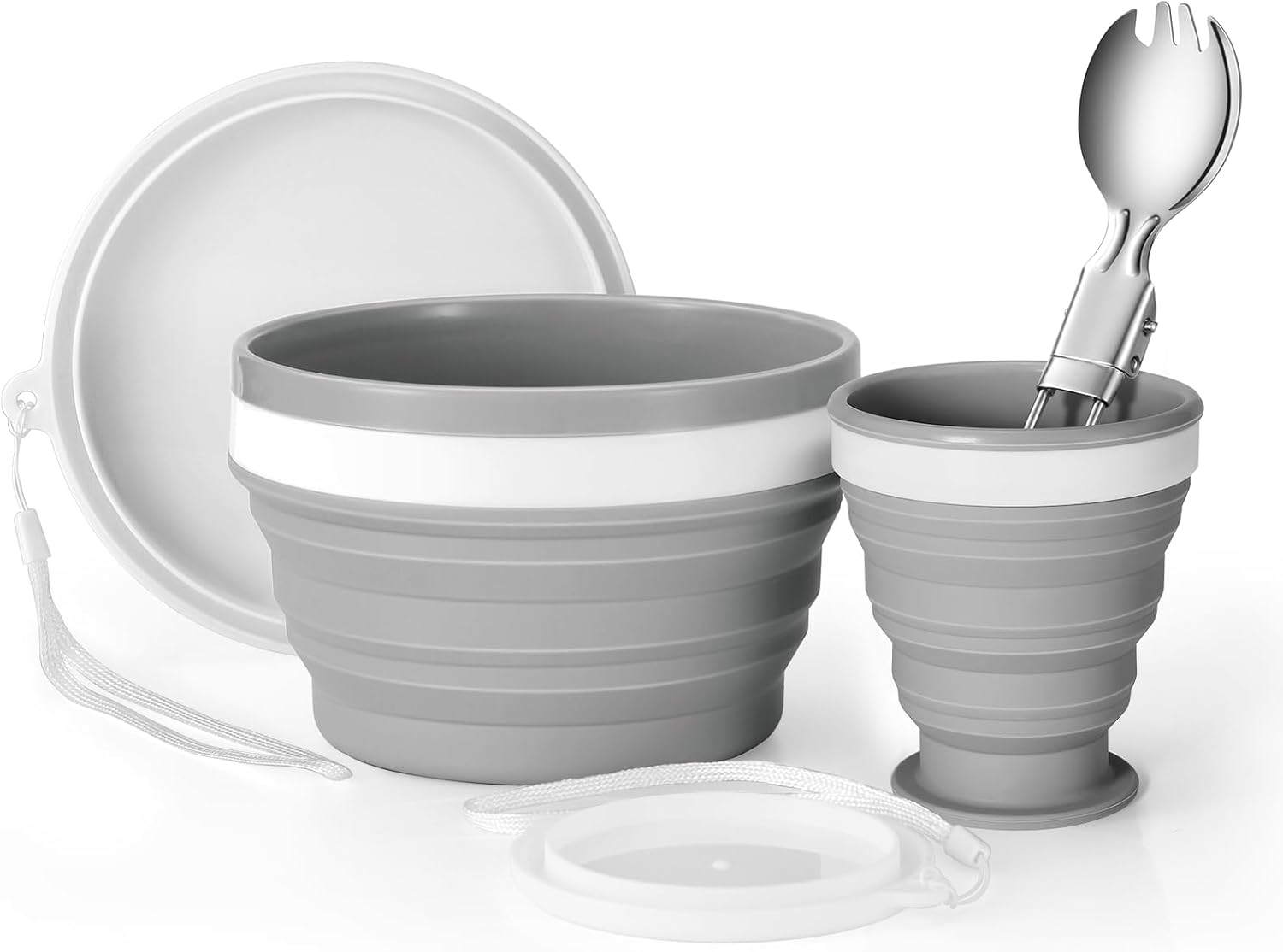 Camp Spork Set - Складной силиконовый набор: чашка и миска,