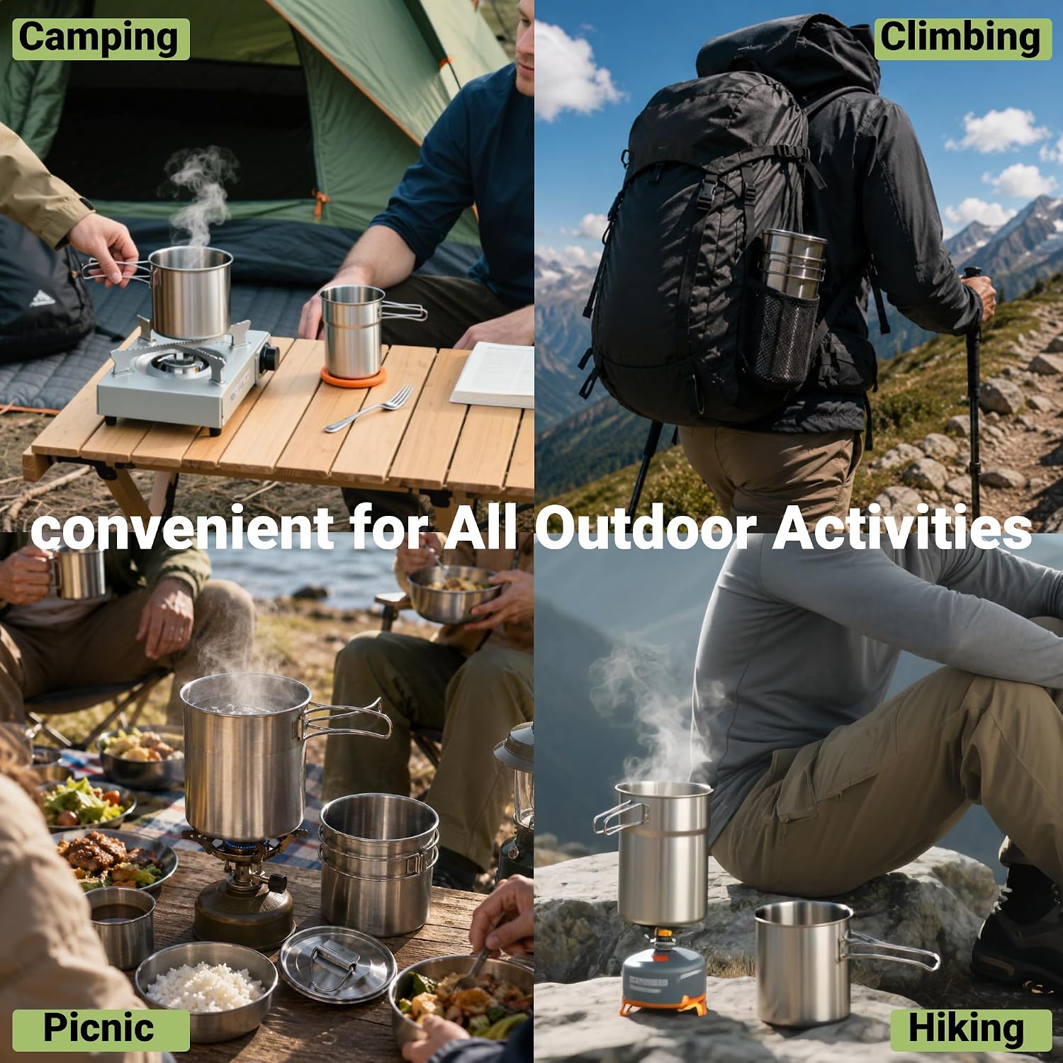 Складные походные кружки и чаш – обзор и цена Camping Cooking Pan Set