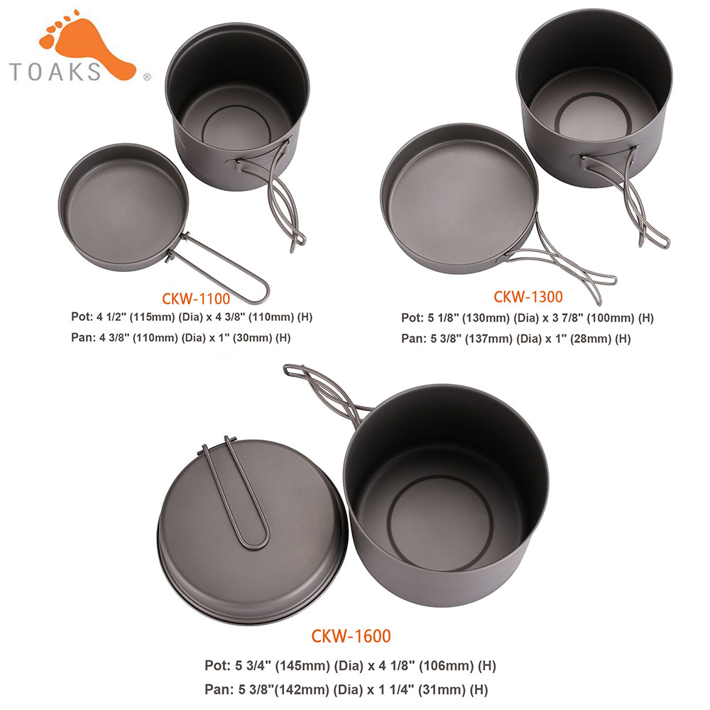 Набор посуды TOAKS, сверхлегка – обзор и цена Camping Cooking Pan Set