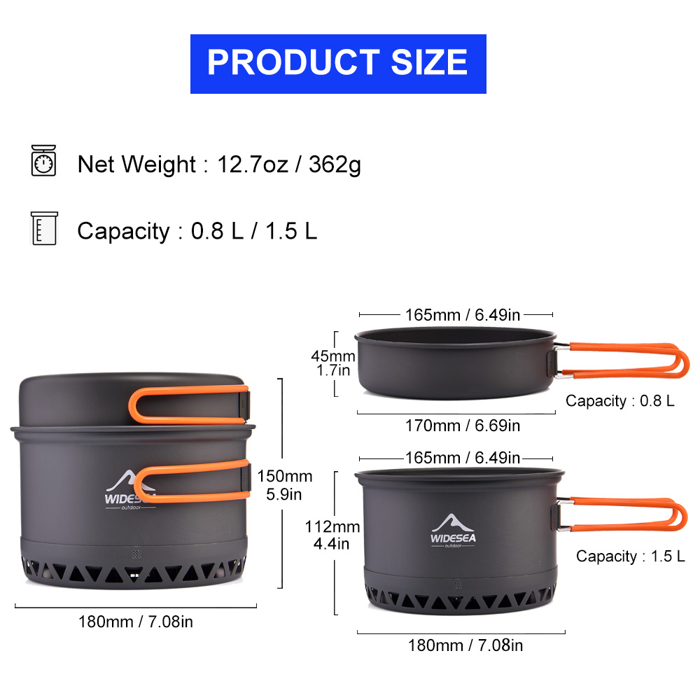 Widesea походный горшок 1,3 л  – обзор и цена Camping Cooking And Dining Set